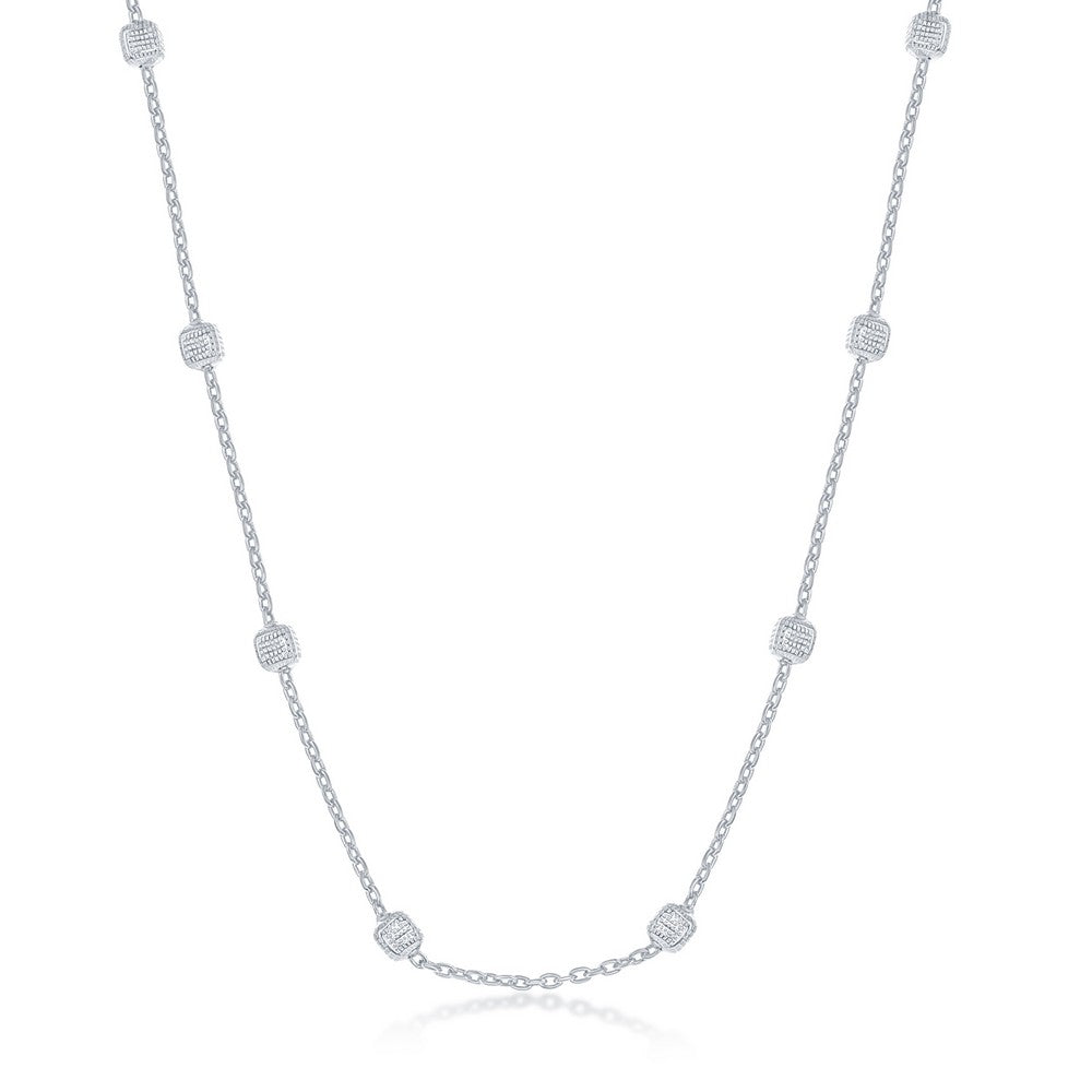 Sterling Square Bead Station Chain