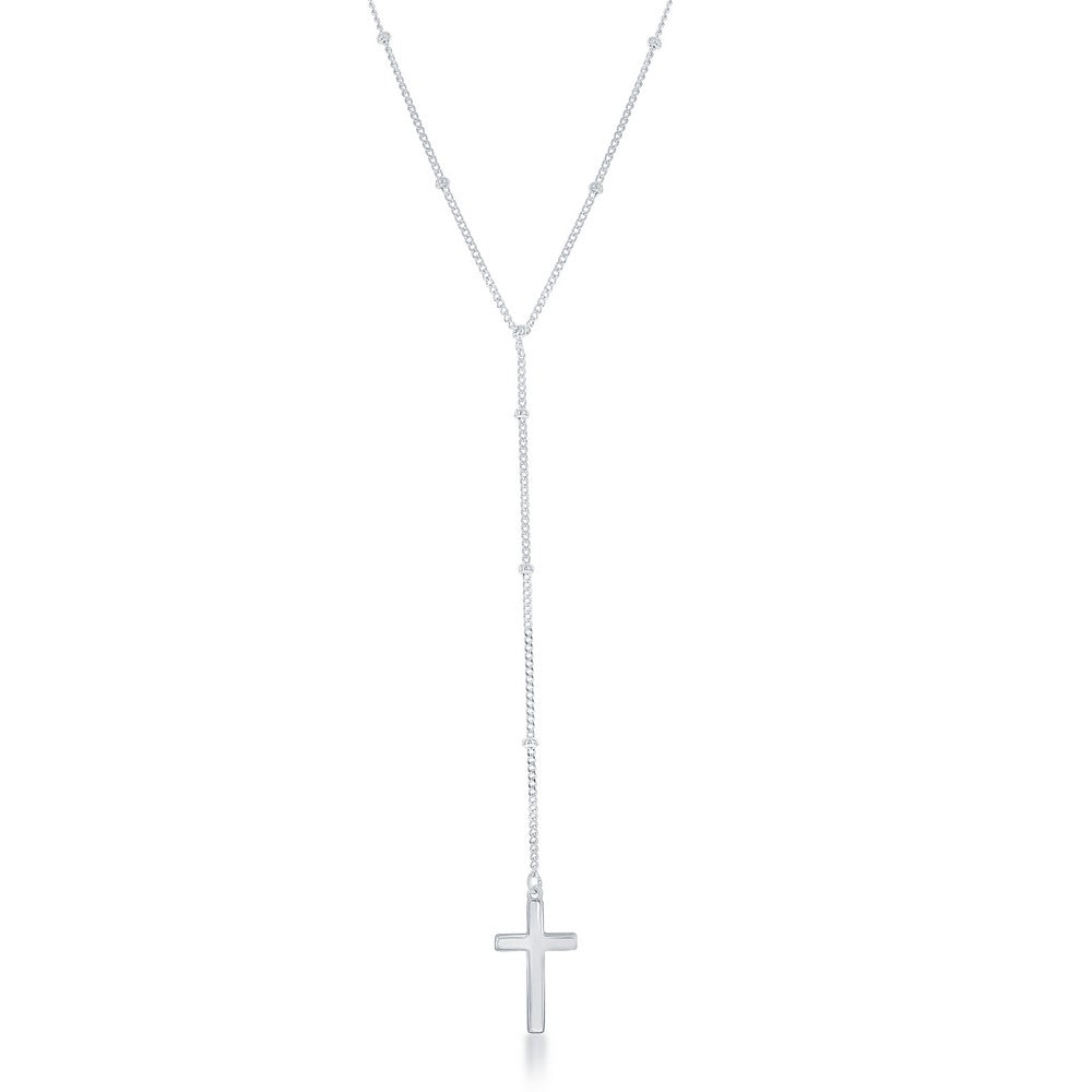 Sterling Drop Cross Necklace