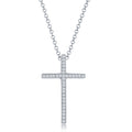 Sterling Silver Large Micro Pave Cross Pendant