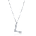Sterling Silver, Micro Pave "L" Pendant Necklace