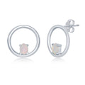 Small Open Silver Circles with Opal Earrings