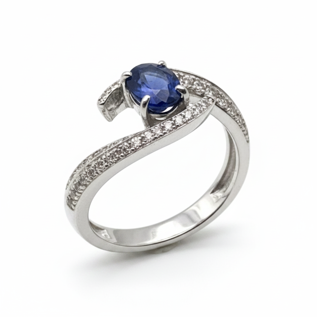 14KW Diamond and Sapphire Ring