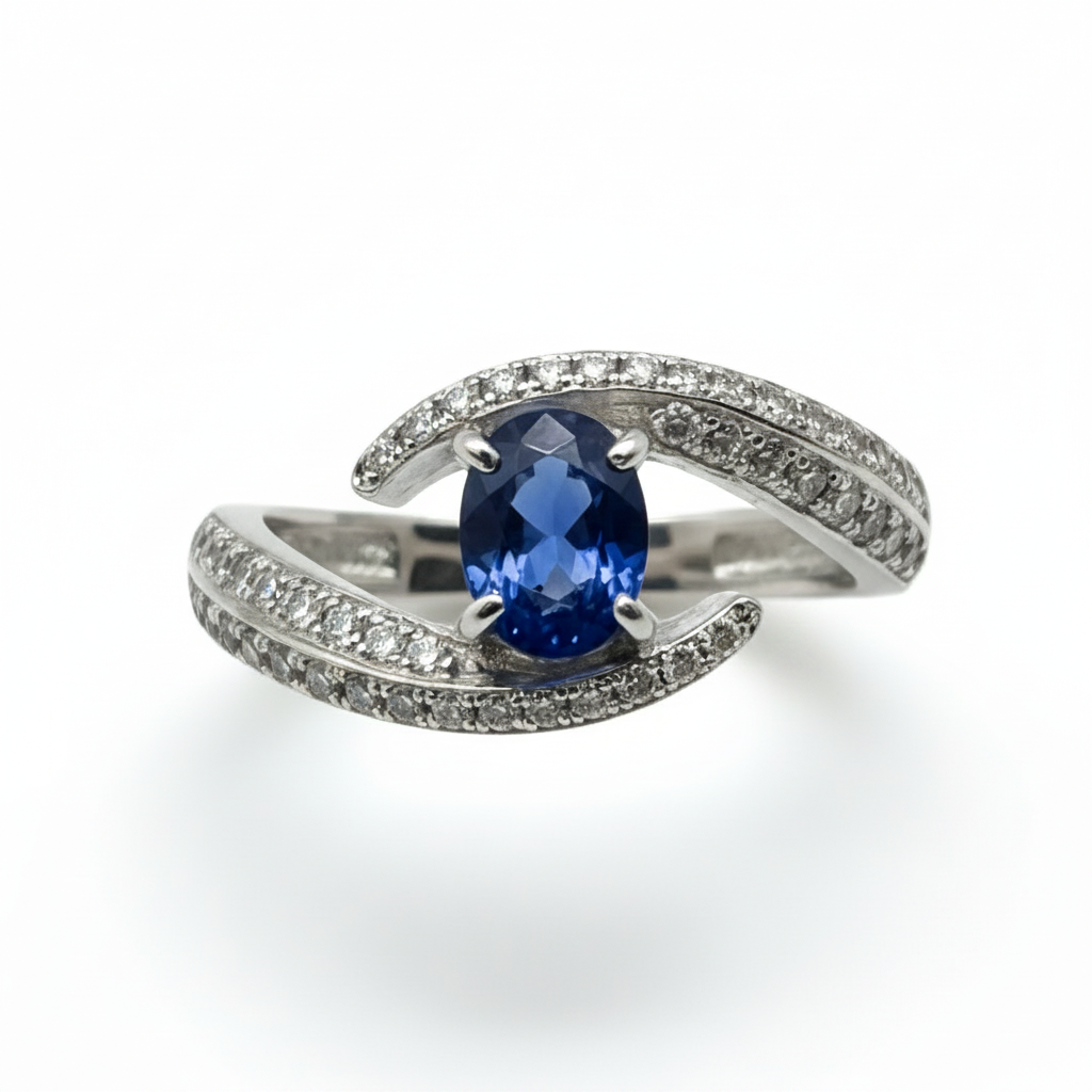 14KW Diamond and Sapphire Ring