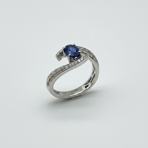 14KW Diamond and Sapphire Ring