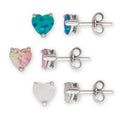 Cute Opal Heart Studs-3 sets
