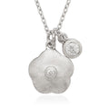 Sterling Silver Small CZ with Flower Double Pendant Childs Necklace
