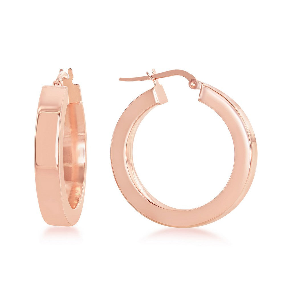 Rose Gold Plated 27mm Square Hoops