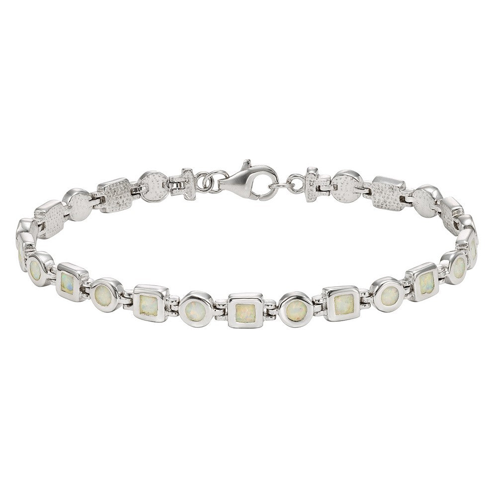 Opal Inlay Silver Bracelet