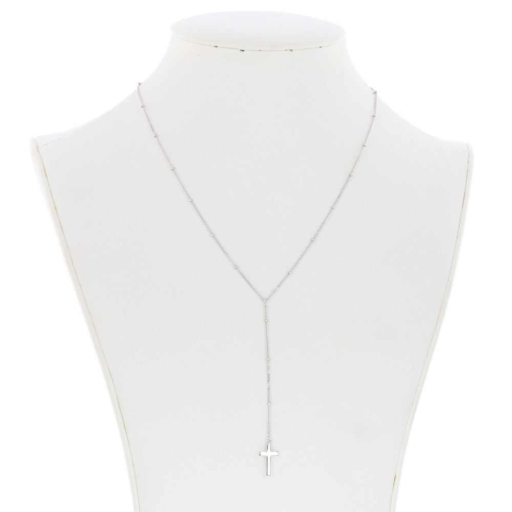 Sterling Drop Cross Necklace