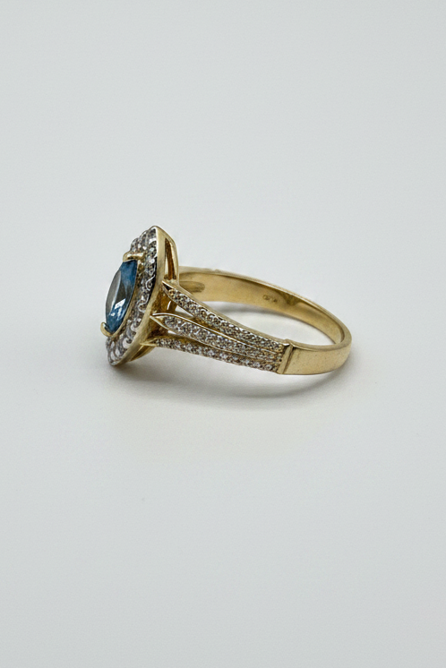 14KY Aquamarine &Diamond Ring