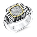 Colore Diamond Silver and Gold Square Top Ring