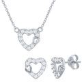 Child’s Open Heart w/CZ Necklace Set
