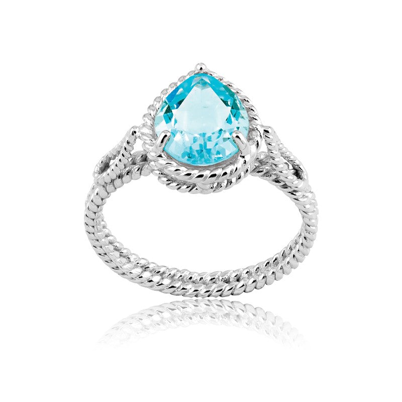 Pear Shape Blue Topaz Sterling Ring
