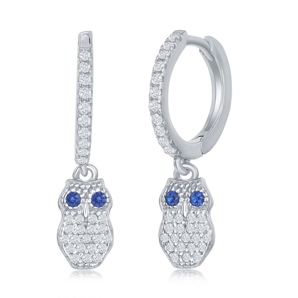 Owl CZ Huggie Hoop Earrings