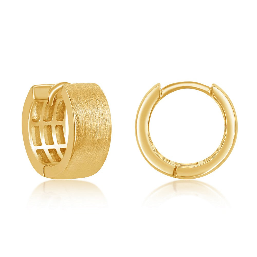 Gold Plated Silver Brushed Huggies