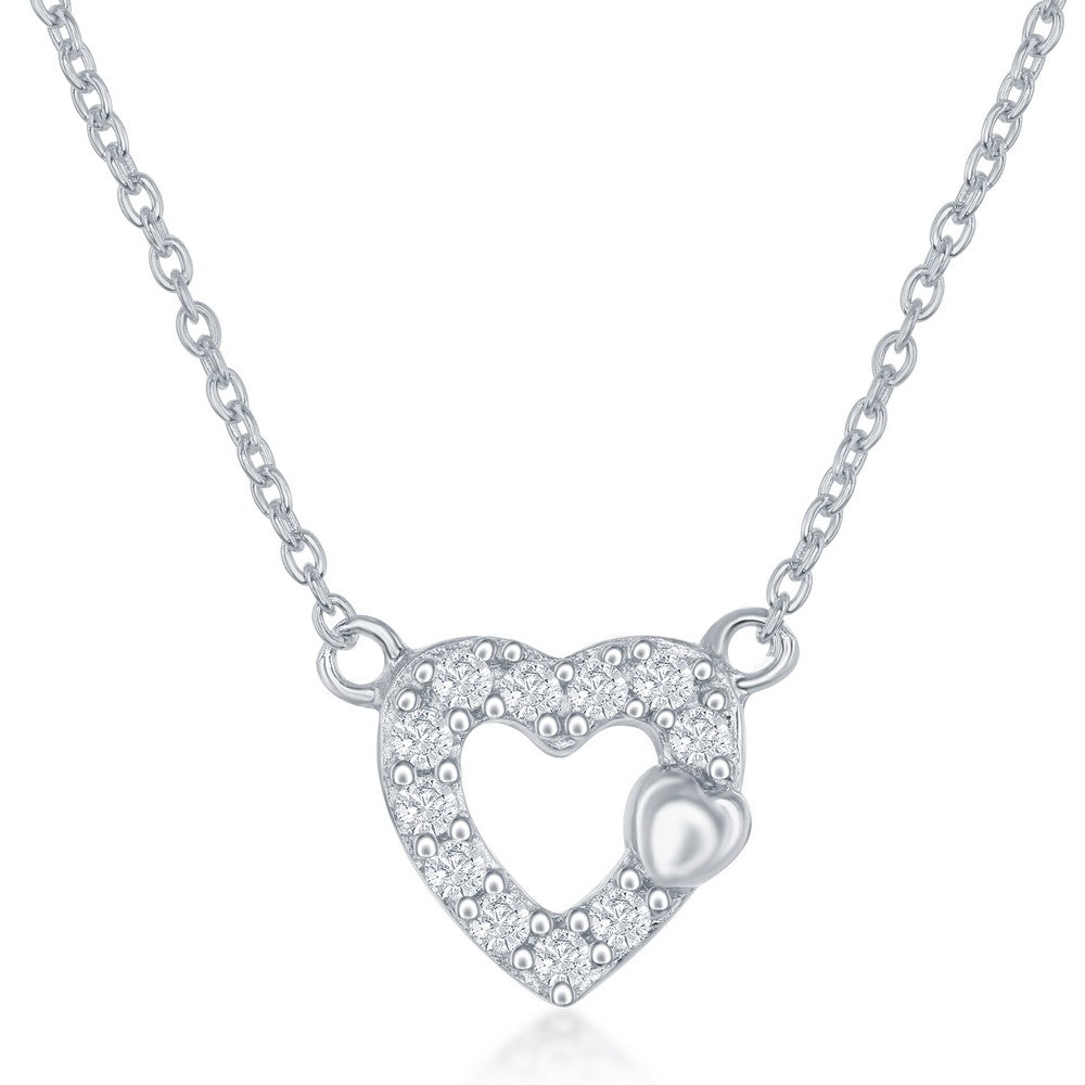 Child’s Open Heart w/CZ Necklace Set