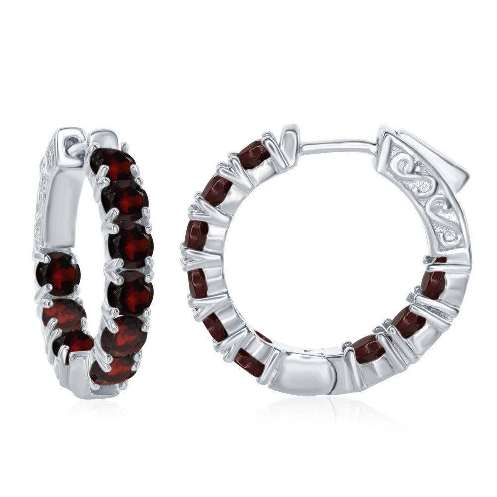 Garnet Inside/Outside Hoops
