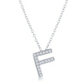 Sterling Silver Micro Pave "F" Pendant Necklace