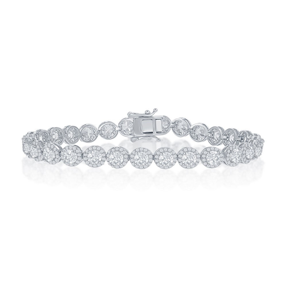 Silver Halo 6mm Round CZ Tennis Bracelet