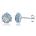 Checkerboard Cut Blue Topaz Studs