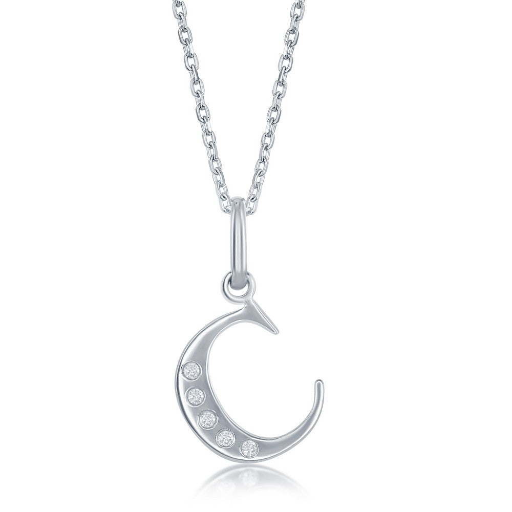 Sterling Silver Diamond  'C' Initial Necklace