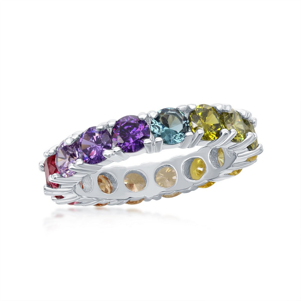 Rainbow CZ Eternity Ring