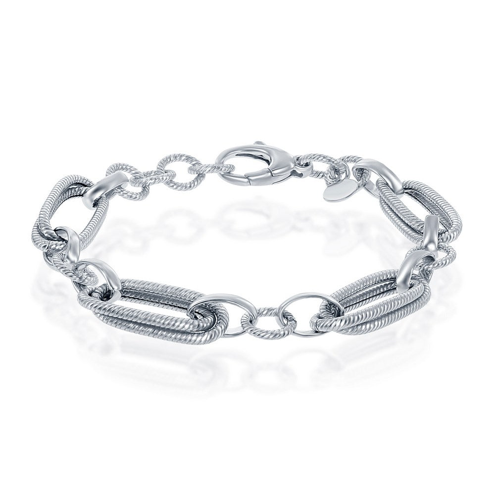 Italian Silver Round & Oval Link Bracelt