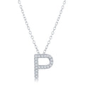Sterling Silver Micro Pave "P" Pendant Necklace