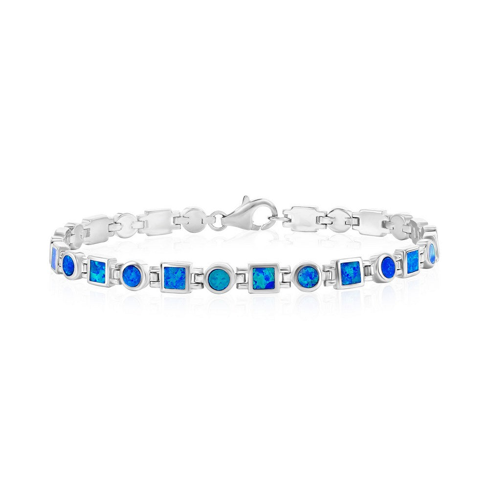 Blue Opal Inlay Silver Bracelet