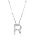 Sterling Silver, Micro Pave "R" Pendant Necklace