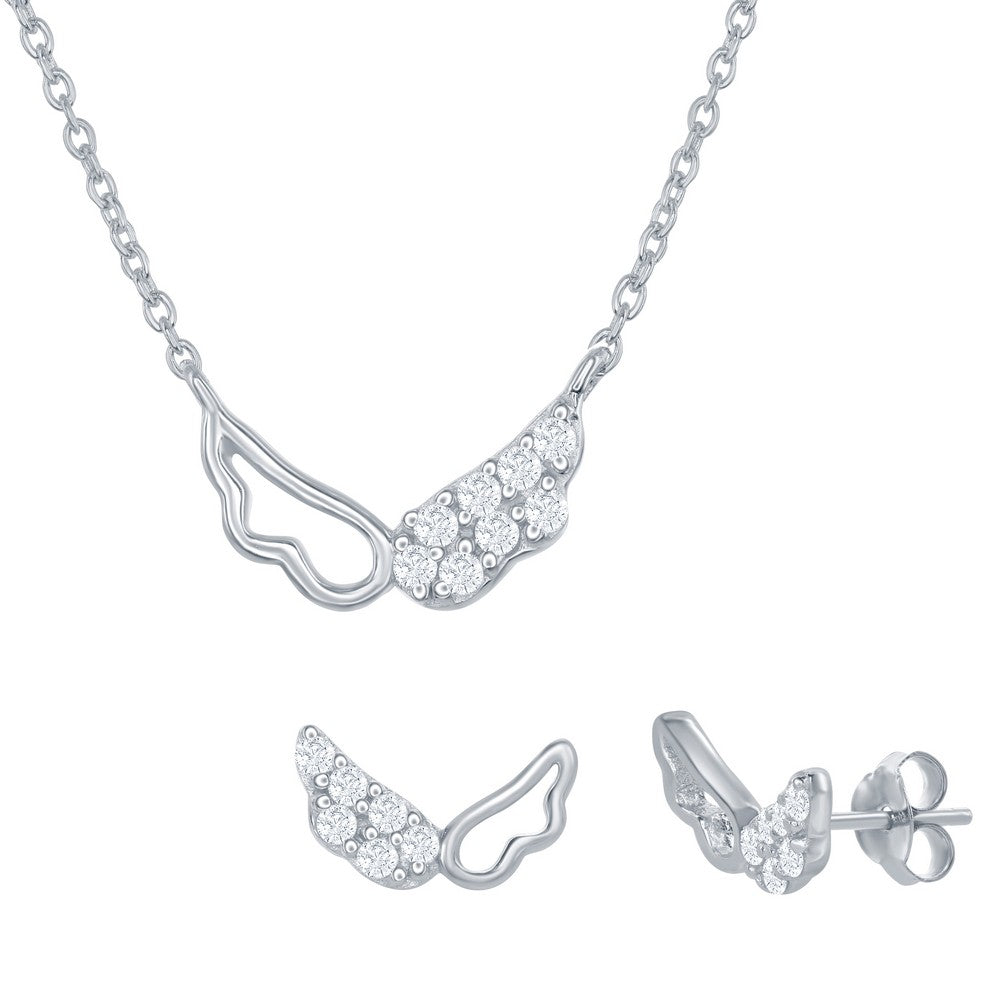 Children’s CZ Wing Necklace & Earring Set