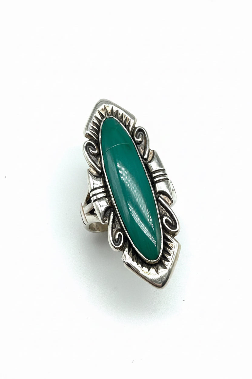 ESTATE: Sterling Green Stone Ring