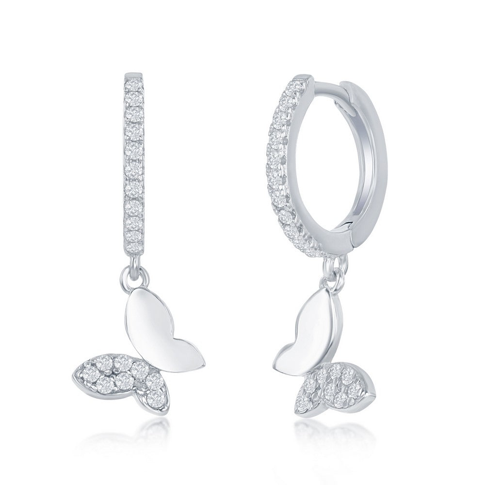 Butterfly CZ Huggie Eaarings