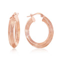 Rose Gold Plated Silver ridged Hoops