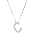 Sterling Silver, Micro Pave "C" Pendant Necklace