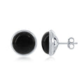 Sterling Silver, Natural Stone Stud Earring - Onyx