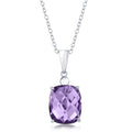 Sterling Silver Checkered Amethyst  Necklace