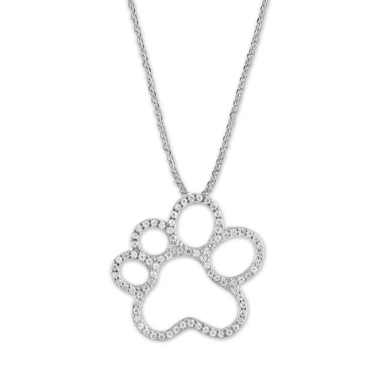 Silver Micro Pave Paw Print