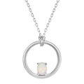 Sterling Silver, Open Circle with White Opal Oval Pendant w/Chain