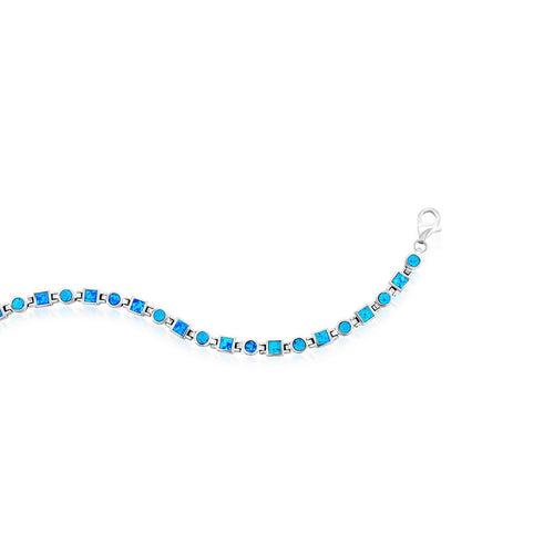 Blue Opal Inlay Silver Bracelet