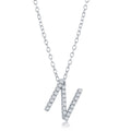 Sterling Silver Micro Pave "N" Pendant Necklace