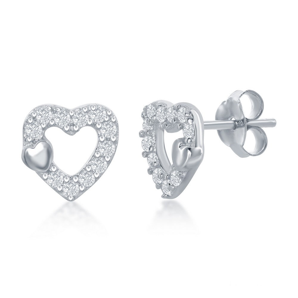 Child’s Open Heart w/CZ Necklace Set
