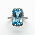 14KW Diamond & Blue Topaz Ring