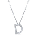 Sterling Silver, Micro Pave "D" Pendant Necklace