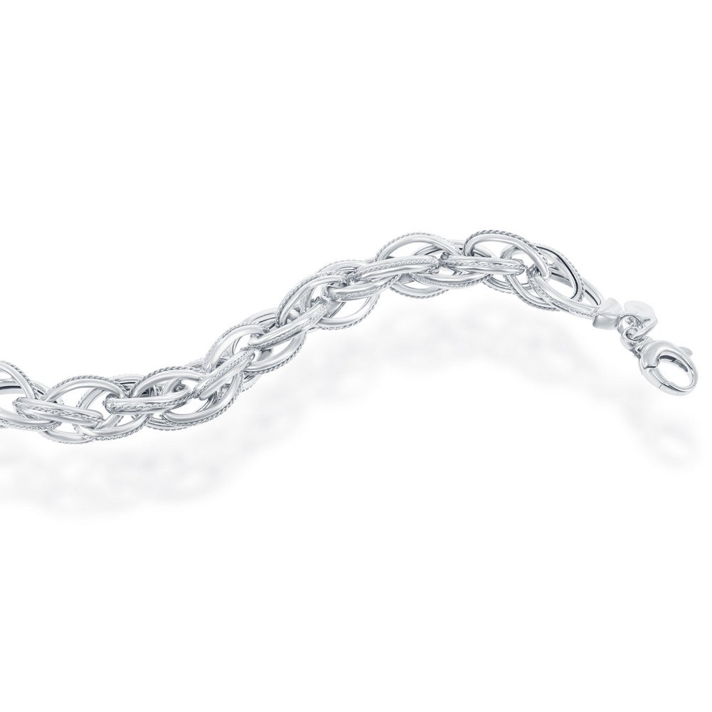 Italian Silver Rope Style Link Bracelet