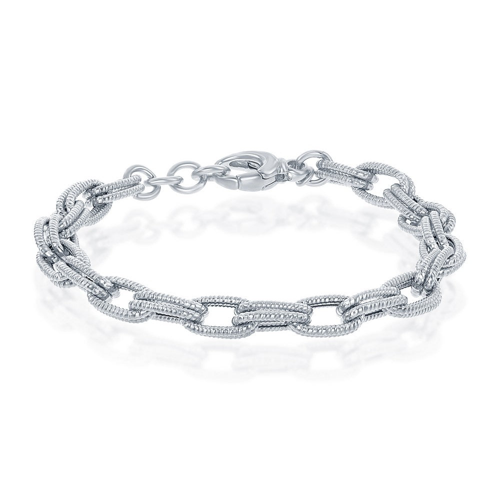 Double Rope Italian Silver Link Bracelet