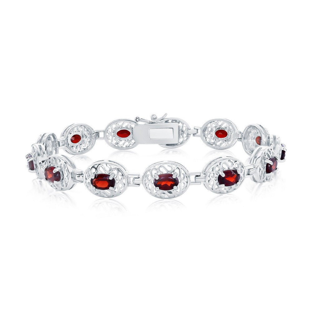 Silver Vintage Style Ruby Bracelet