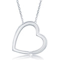 Sterling Silver Open Heart with diamond Pendant w/Chain