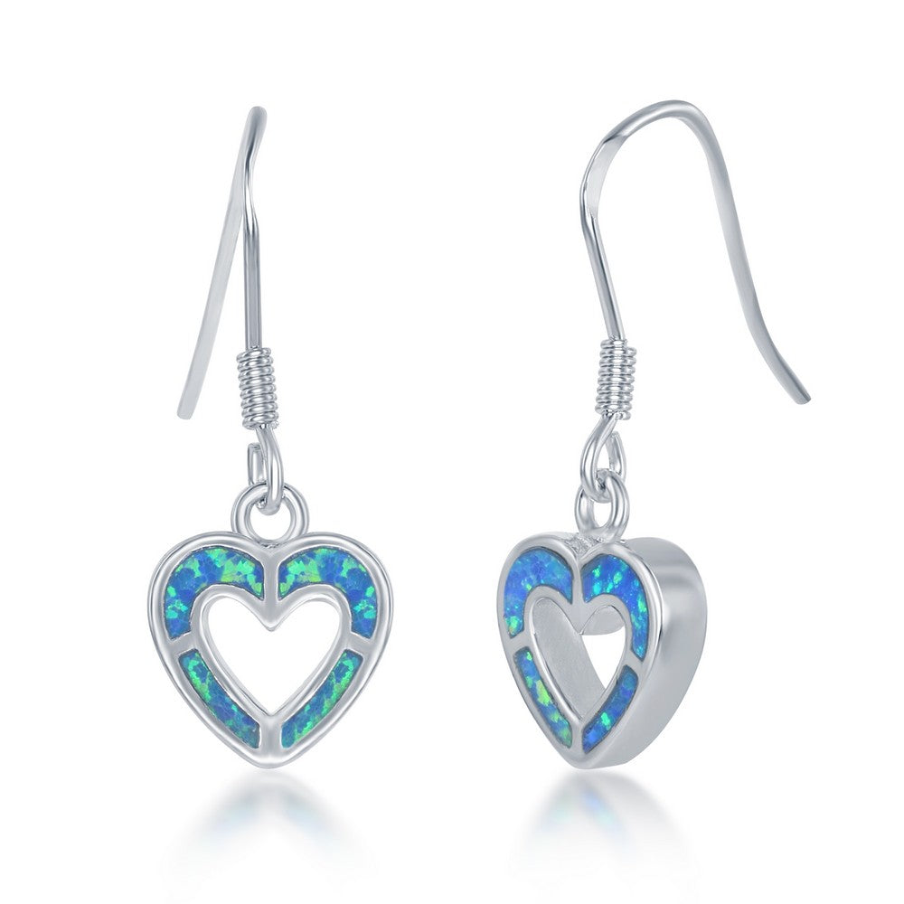 Blue Opal Heart Earrings