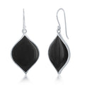 Sterling Silver Black Agate Marquise Shaped Earrings